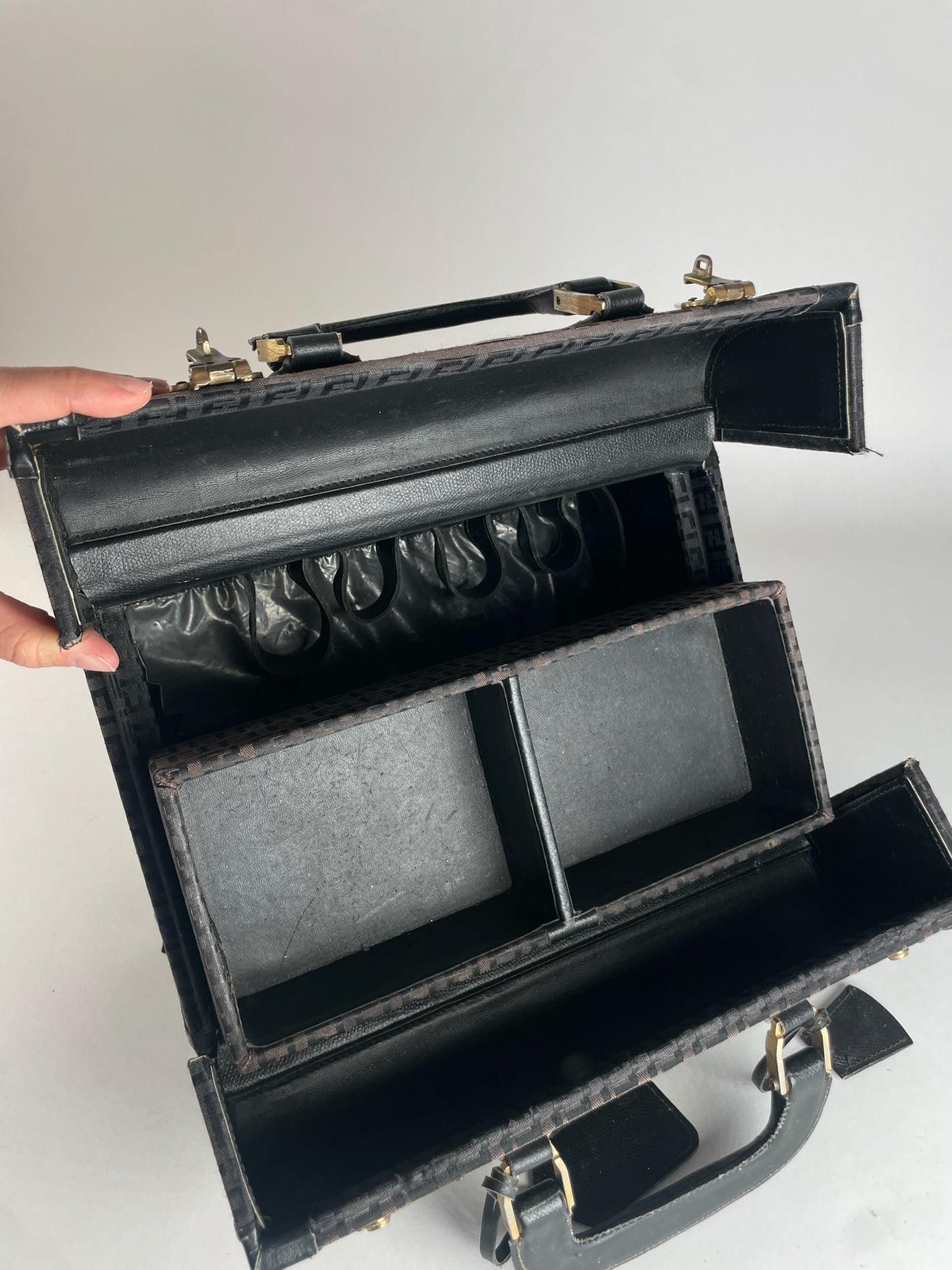 Vintage Fendi Roma Travel Case FF Monogram Brown