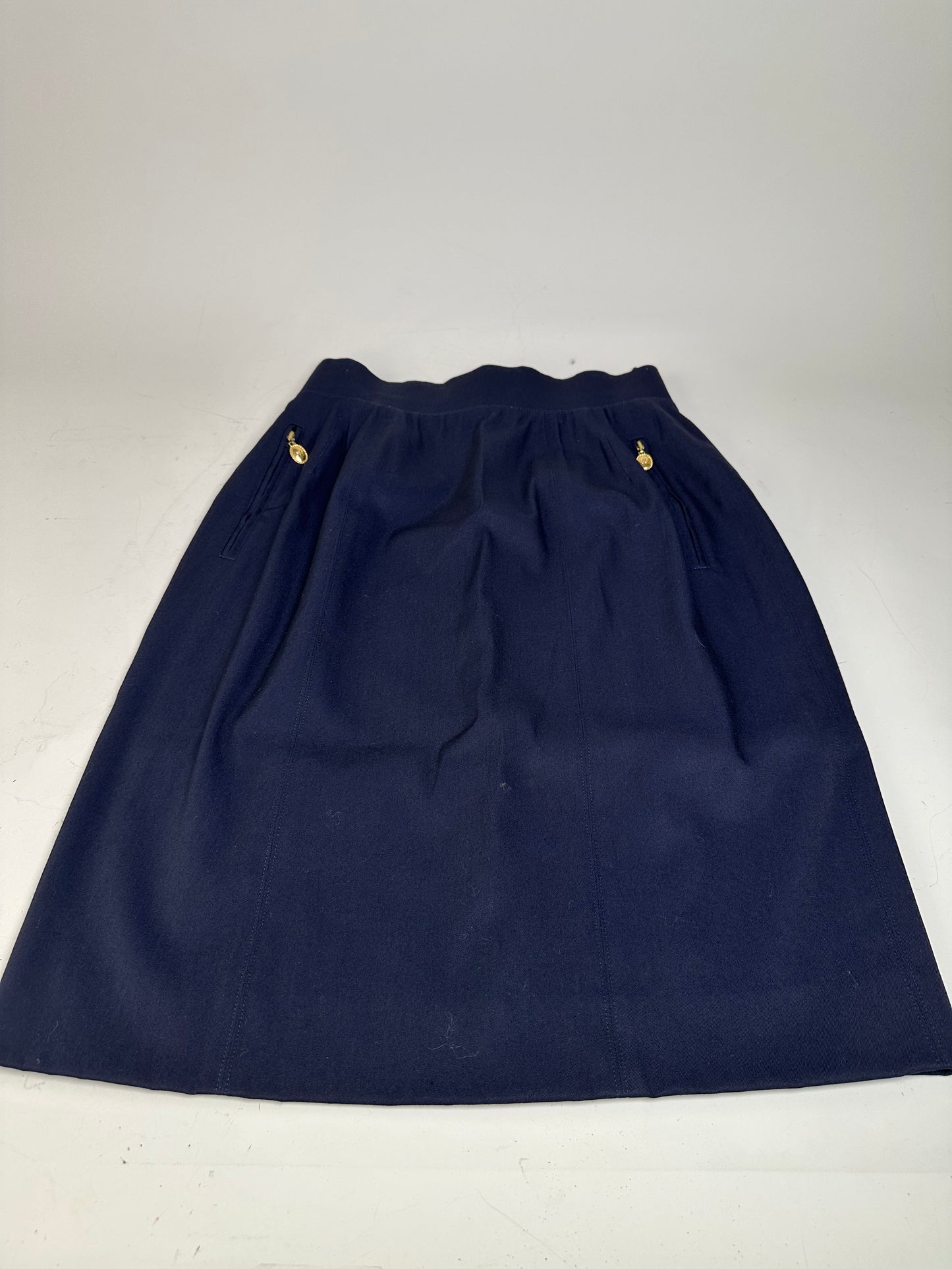 Vintage Dior Wool Blend Skirt Navy Gold Zip
