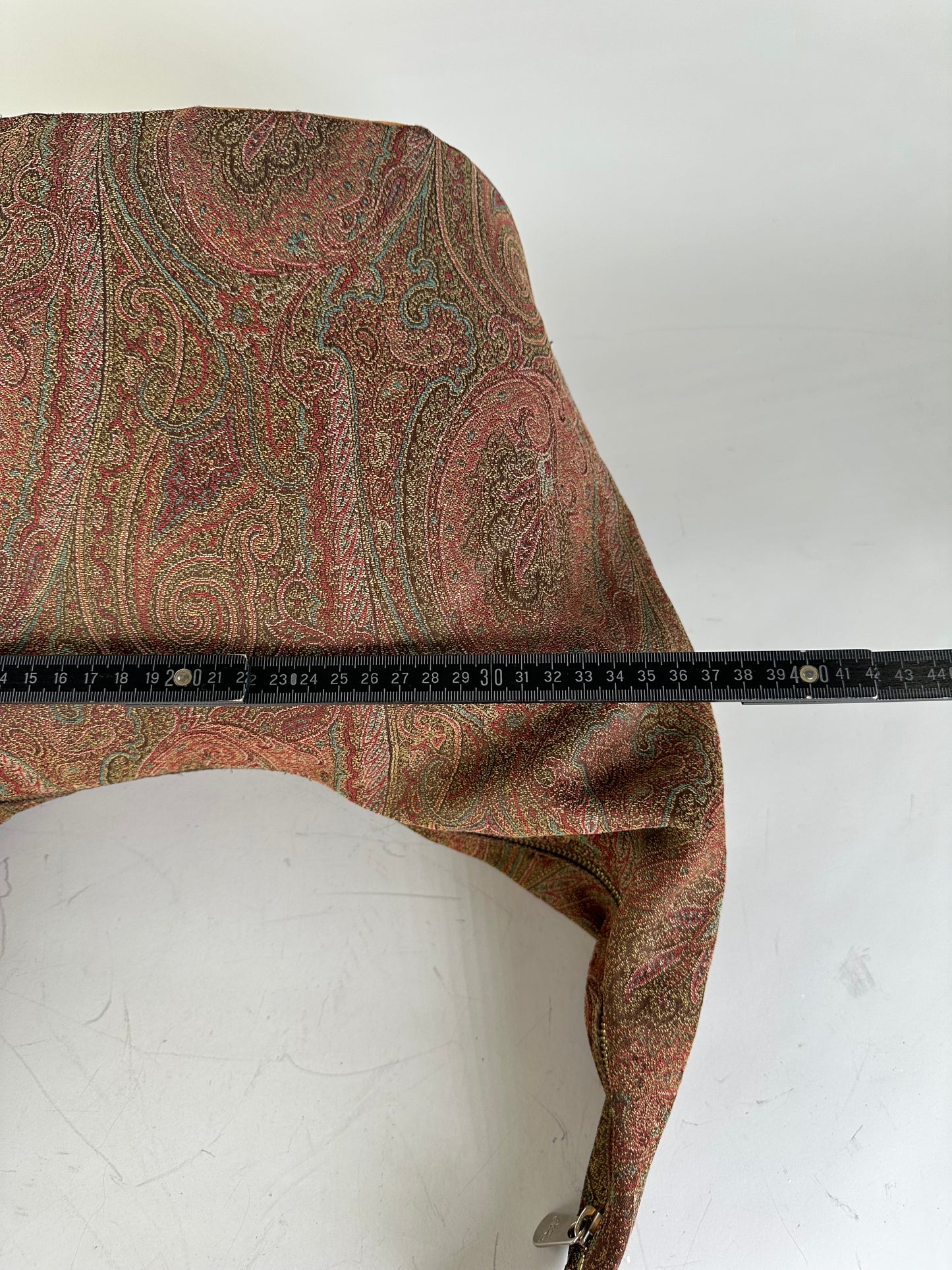 Vintage Etro Paisley Fabric Hobo Bag Red Green Beige