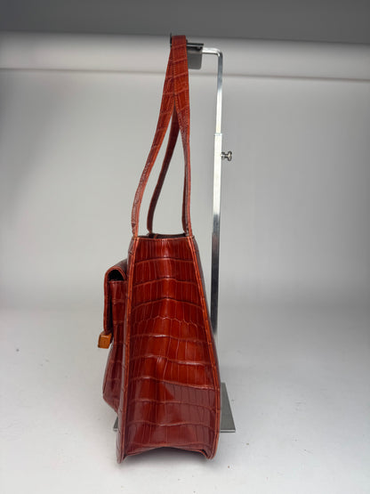 Vintage Givenchy crocodile emblossed Patent Leather bag brown