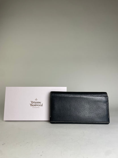 Vintage Vivienne Westwood Leather Zip Wallet Black Gold