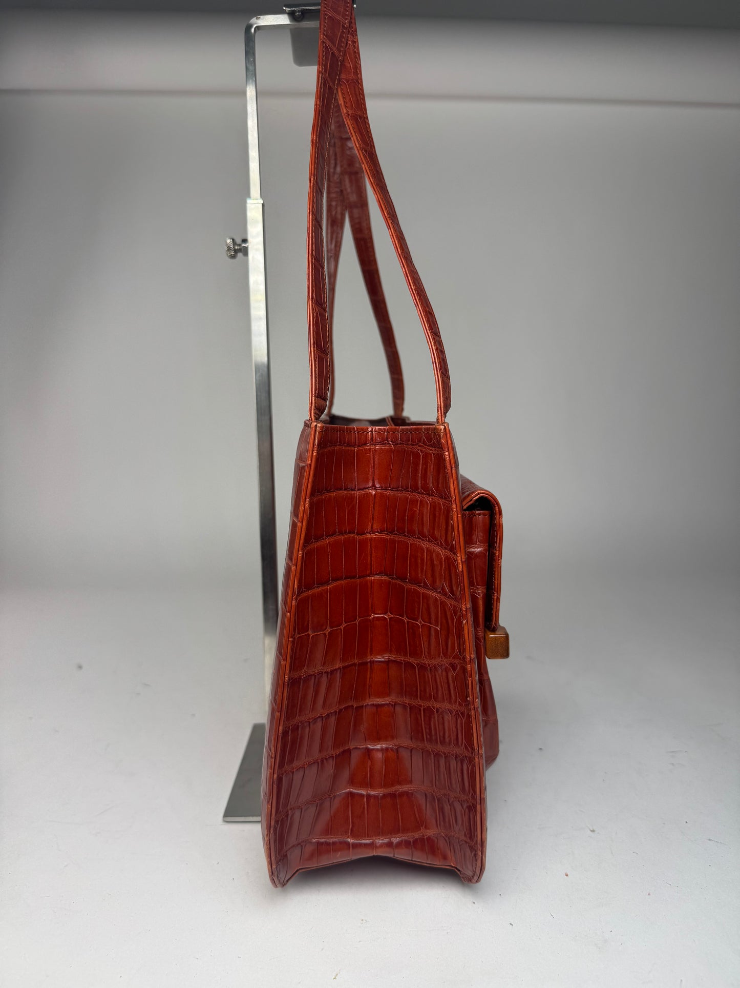 Vintage Givenchy crocodile emblossed Patent Leather bag brown