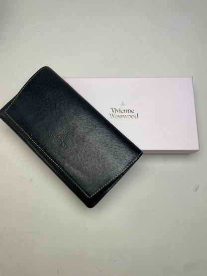 Vintage Vivienne Westwood Leather Zip Wallet Black Gold