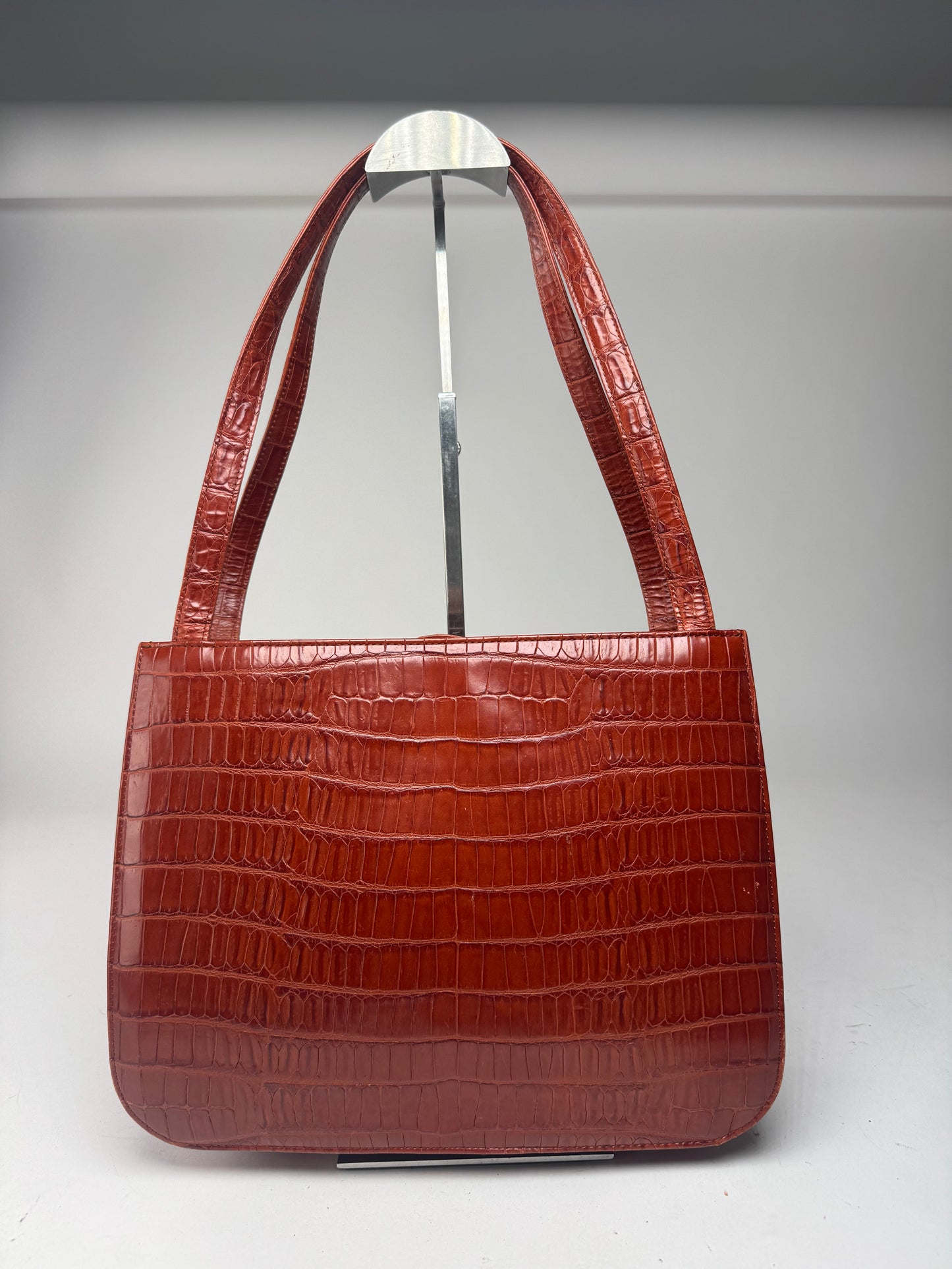 Vintage Givenchy crocodile emblossed Patent Leather bag brown