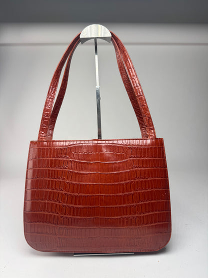 Vintage Givenchy crocodile emblossed Patent Leather bag brown