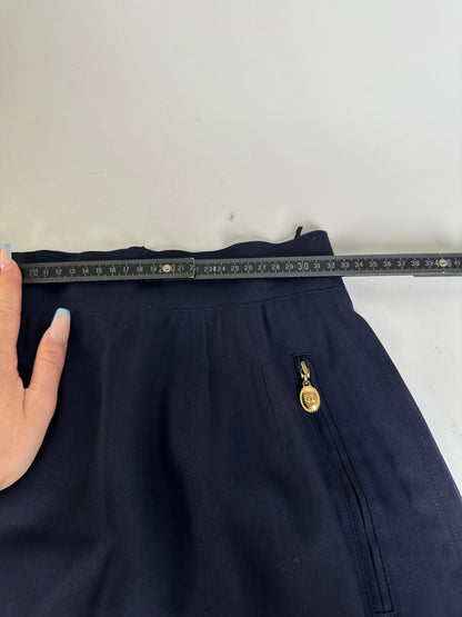 Vintage Dior Wool Blend Skirt Navy Gold Zip