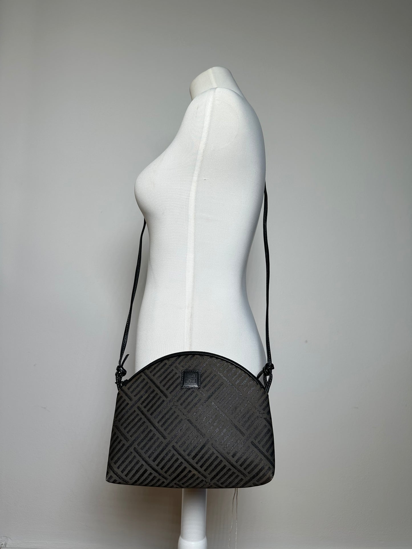 Vintage Givenchy Canvas Shoulder Bag Black Grey