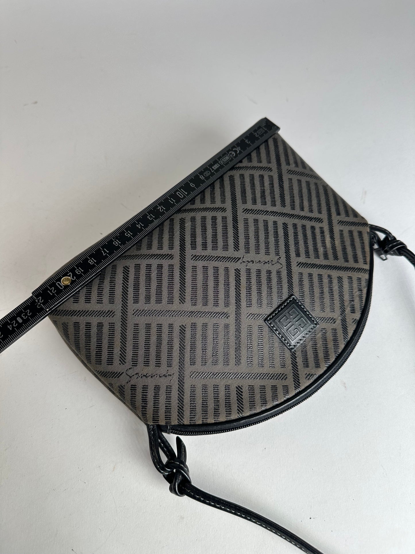 Vintage Givenchy Canvas Shoulder Bag Black Grey