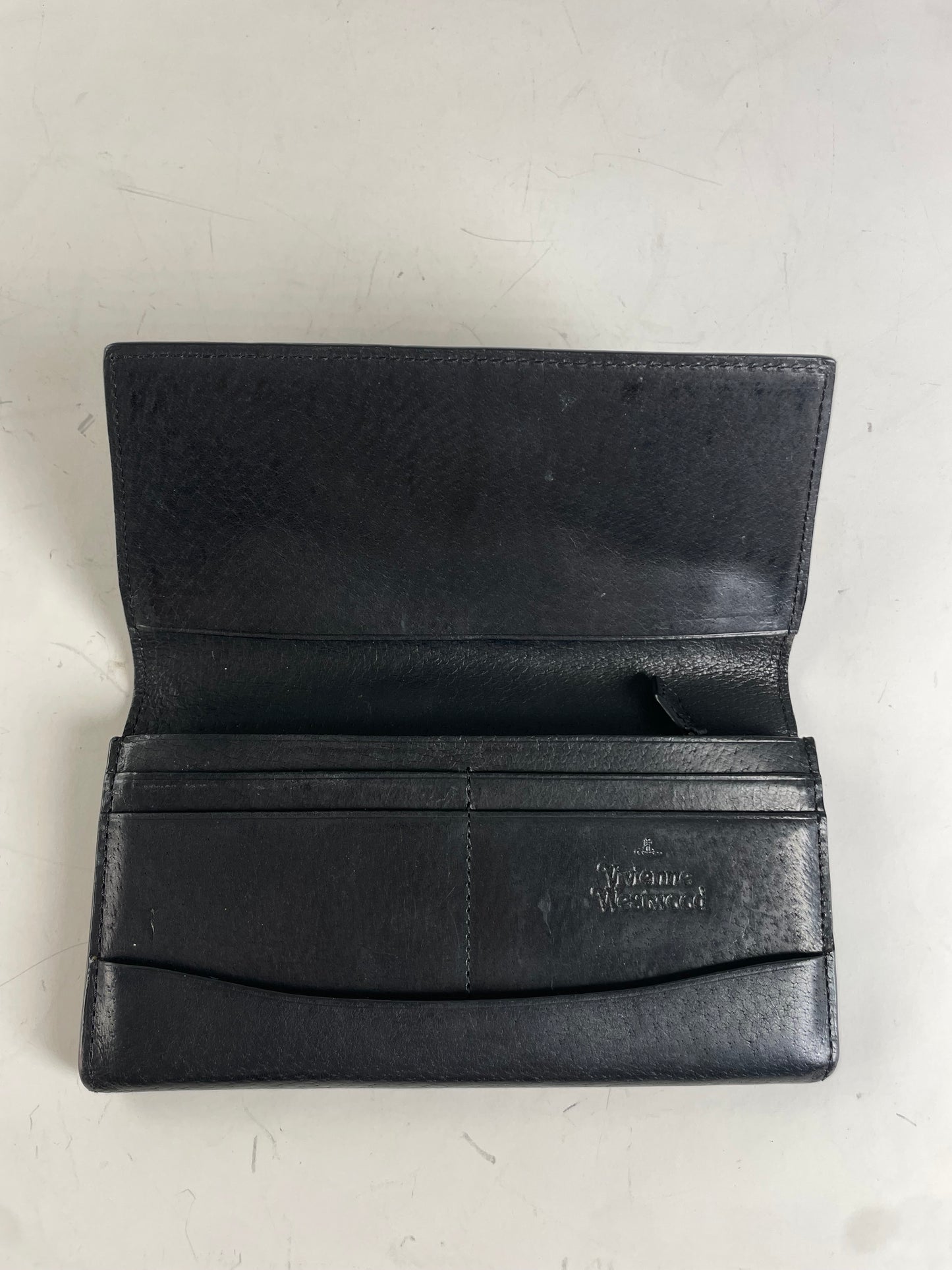 Vintage Vivienne Westwood Leather Zip Wallet Black Gold