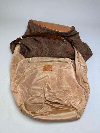 Vintage Etro Paisley Fabric Hobo Bag Red Green Beige