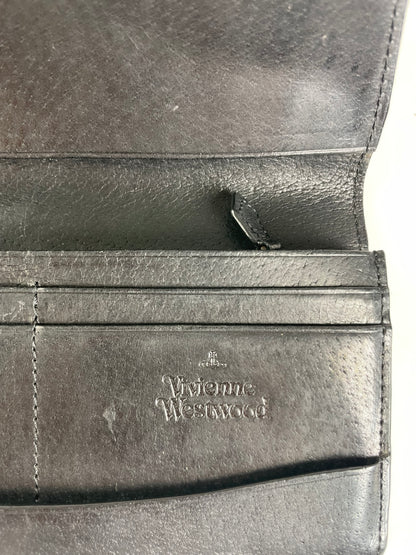 Vintage Vivienne Westwood Leather Zip Wallet Black Gold