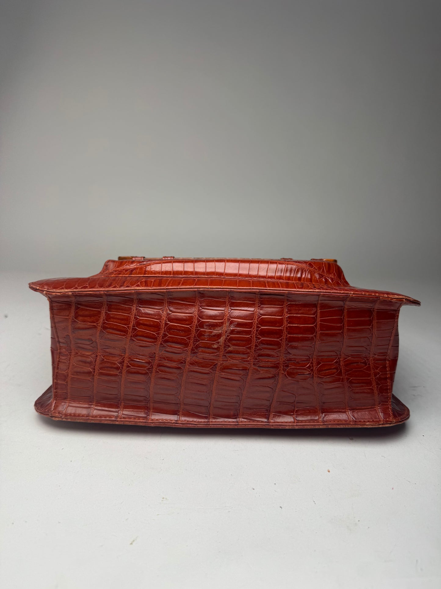 Vintage Givenchy crocodile emblossed Patent Leather bag brown