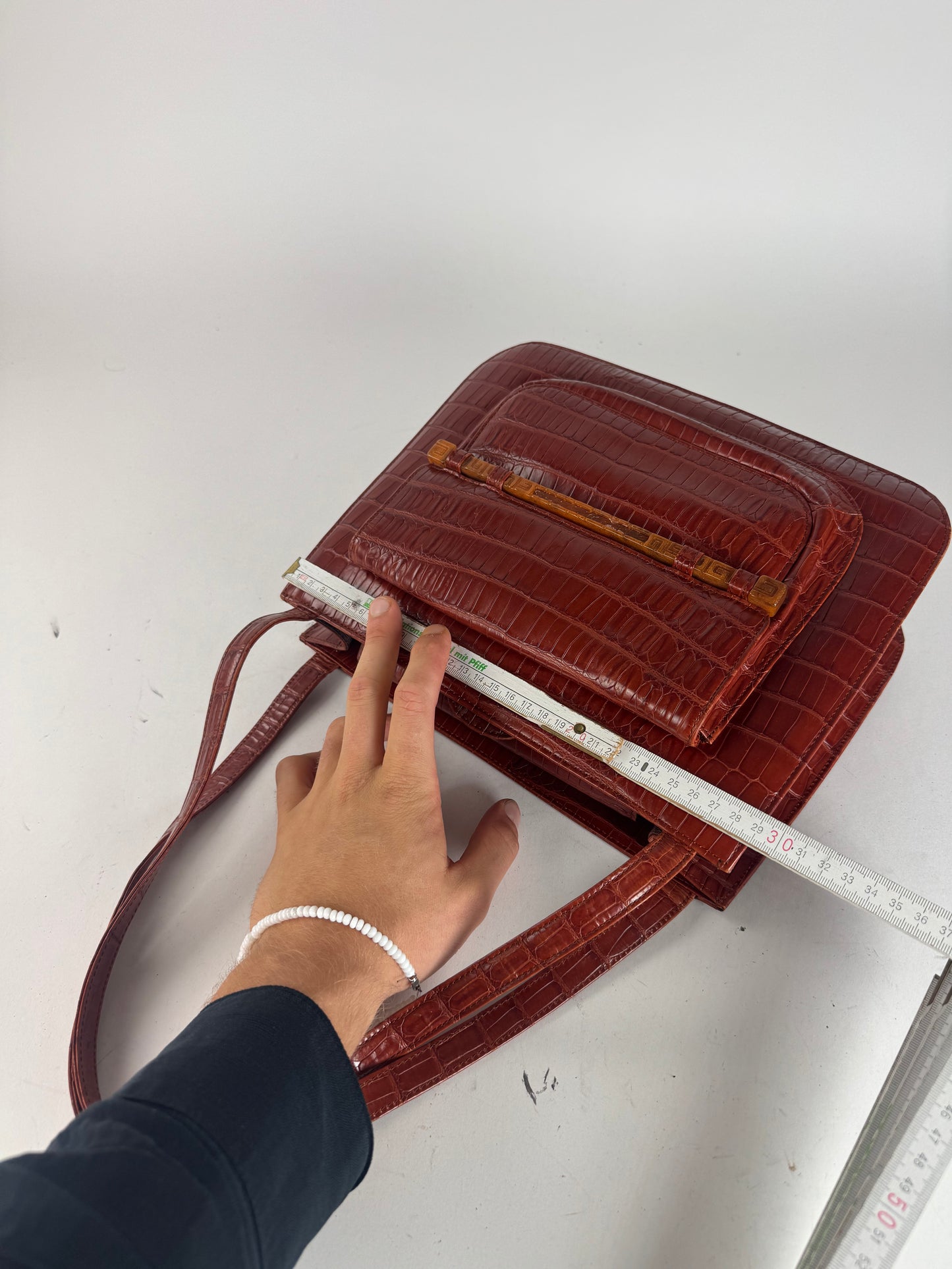 Vintage Givenchy crocodile emblossed Patent Leather bag brown