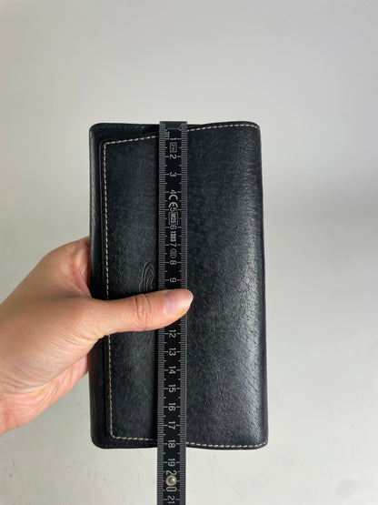 Vintage Vivienne Westwood Leather Zip Wallet Black Gold