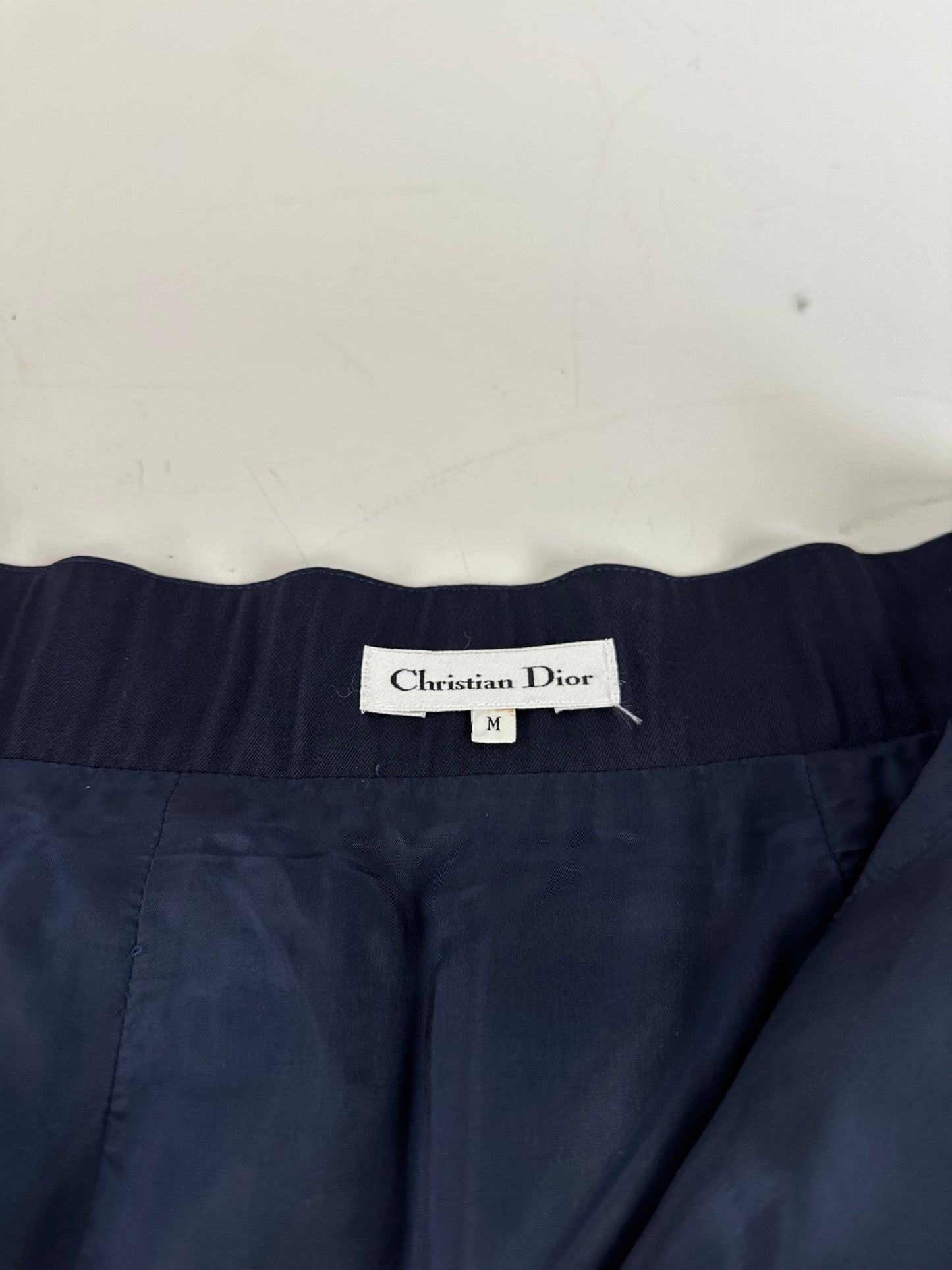 Vintage Dior Wool Blend Skirt Navy Gold Zip