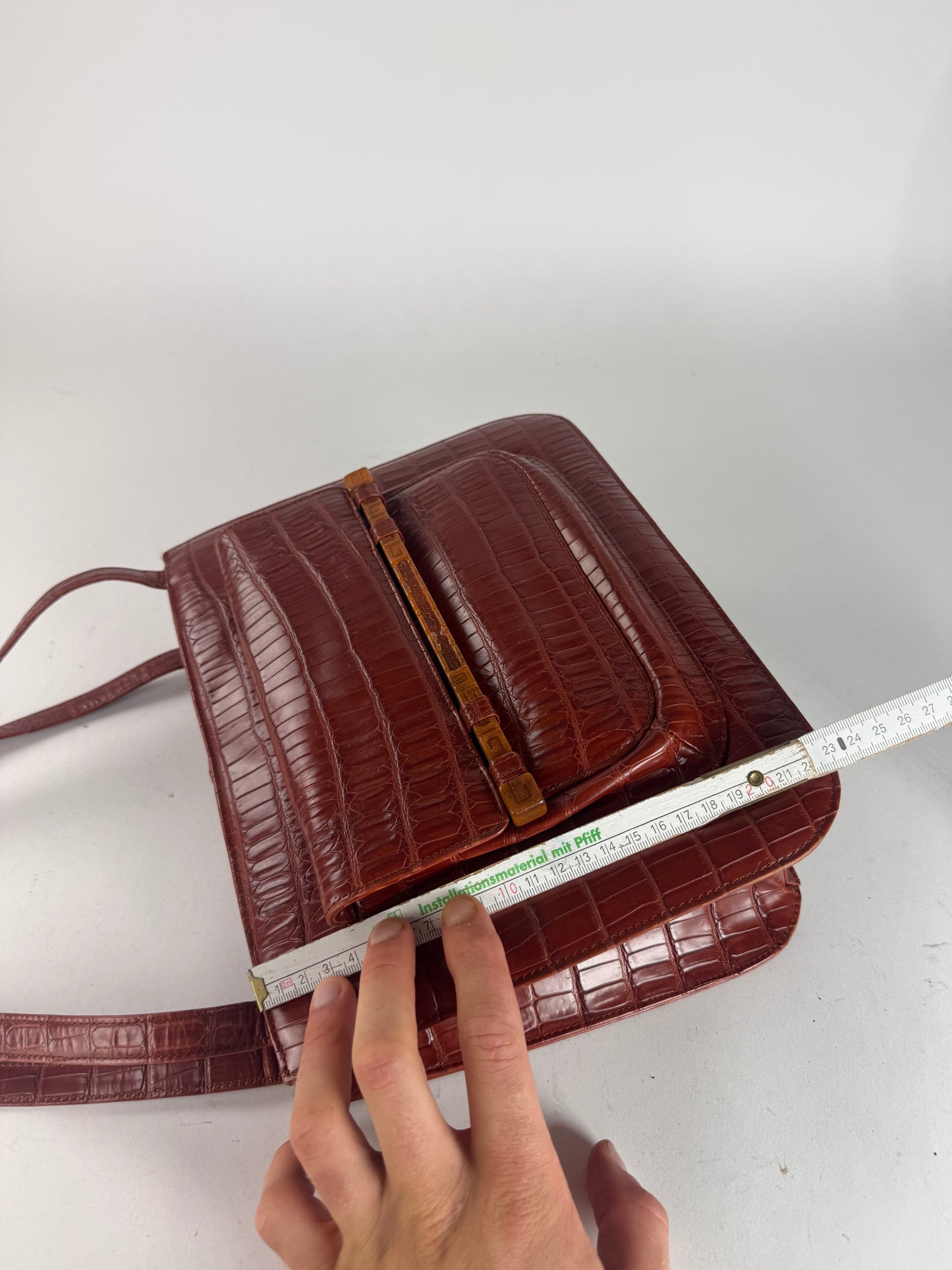 Vintage Givenchy crocodile emblossed Patent Leather bag brown