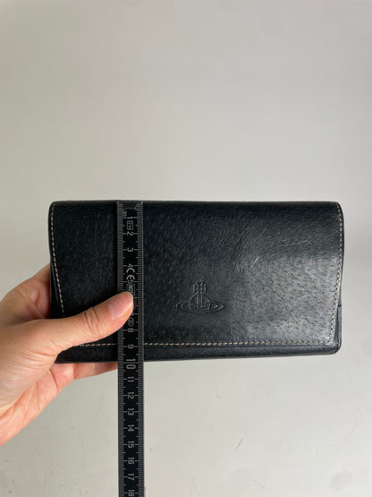 Vintage Vivienne Westwood Leather Zip Wallet Black Gold
