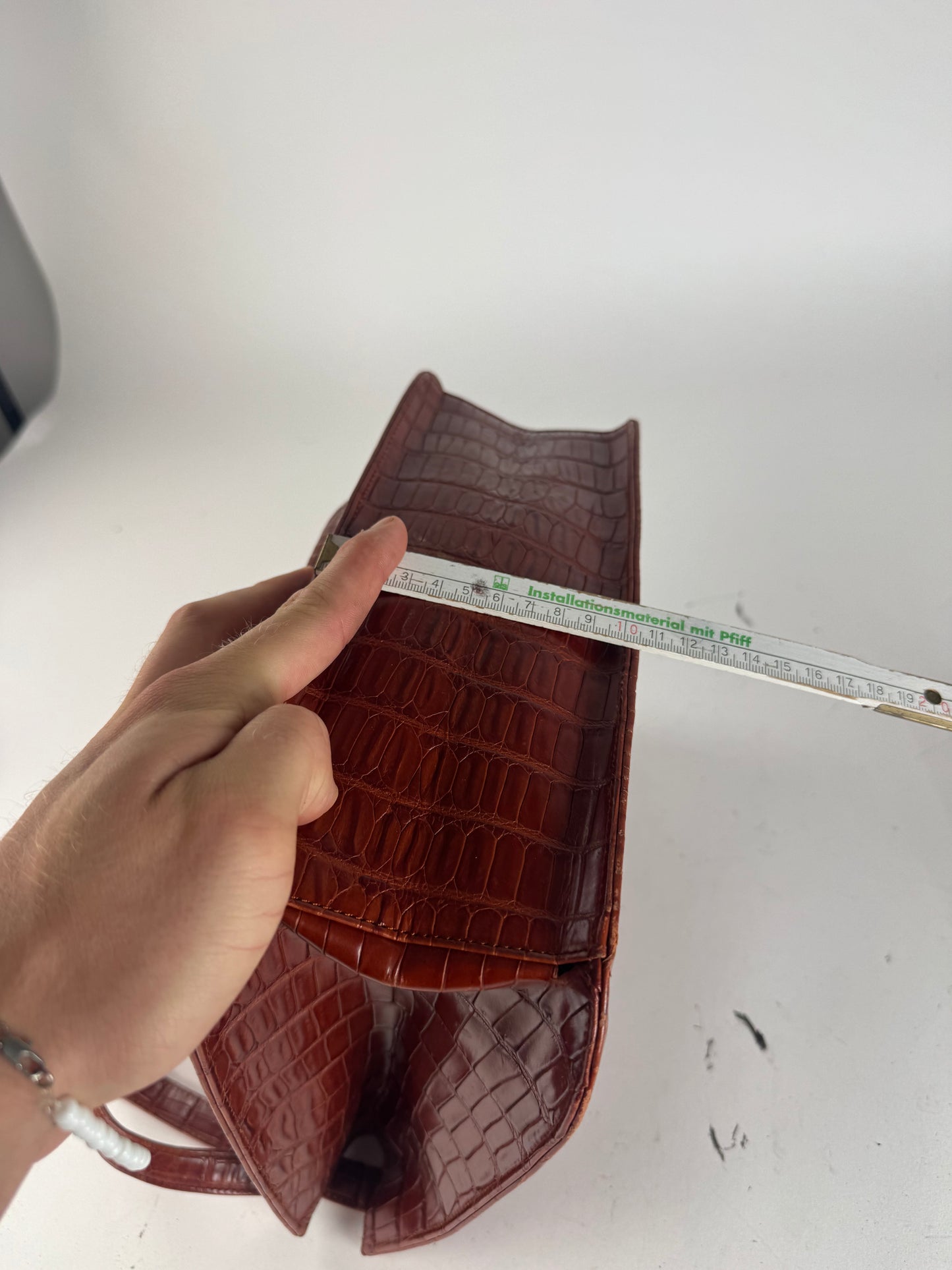 Vintage Givenchy crocodile emblossed Patent Leather bag brown