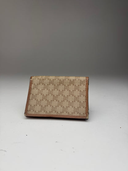 Vintage Celine Paris Leather Card Holder beige Brown