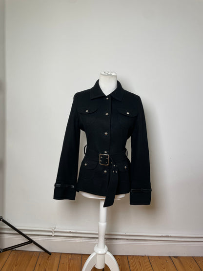 Vintage Courreges Wool Blend Jacket Black Silver M