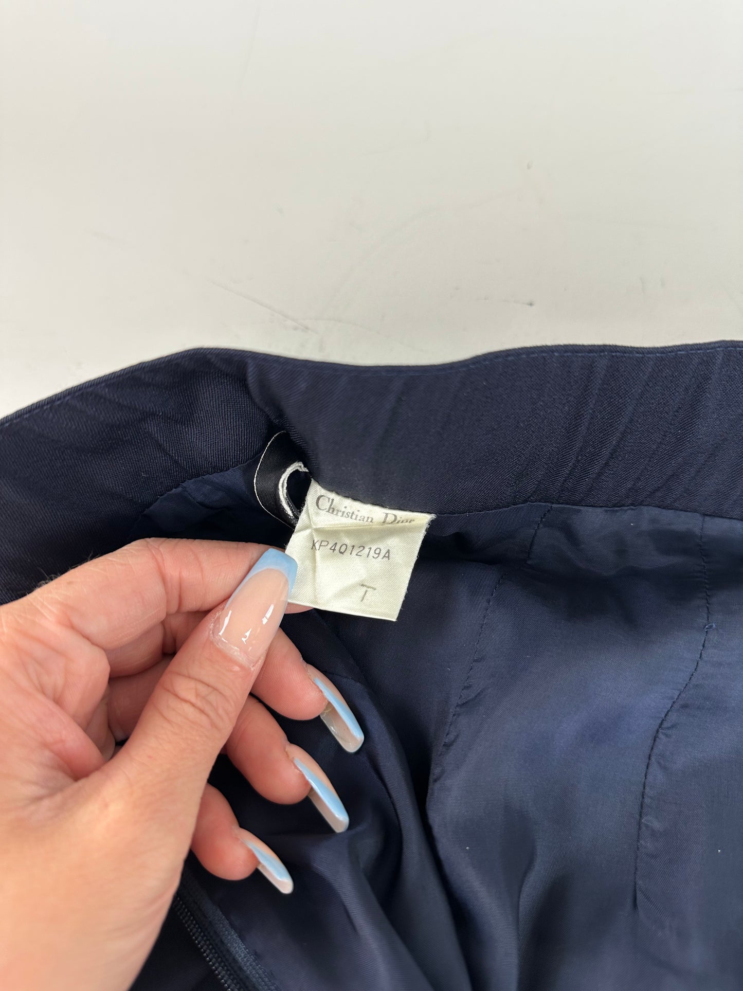 Vintage Dior Wool Blend Skirt Navy Gold Zip