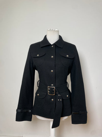 Vintage Courreges Wool Blend Jacket Black Silver M
