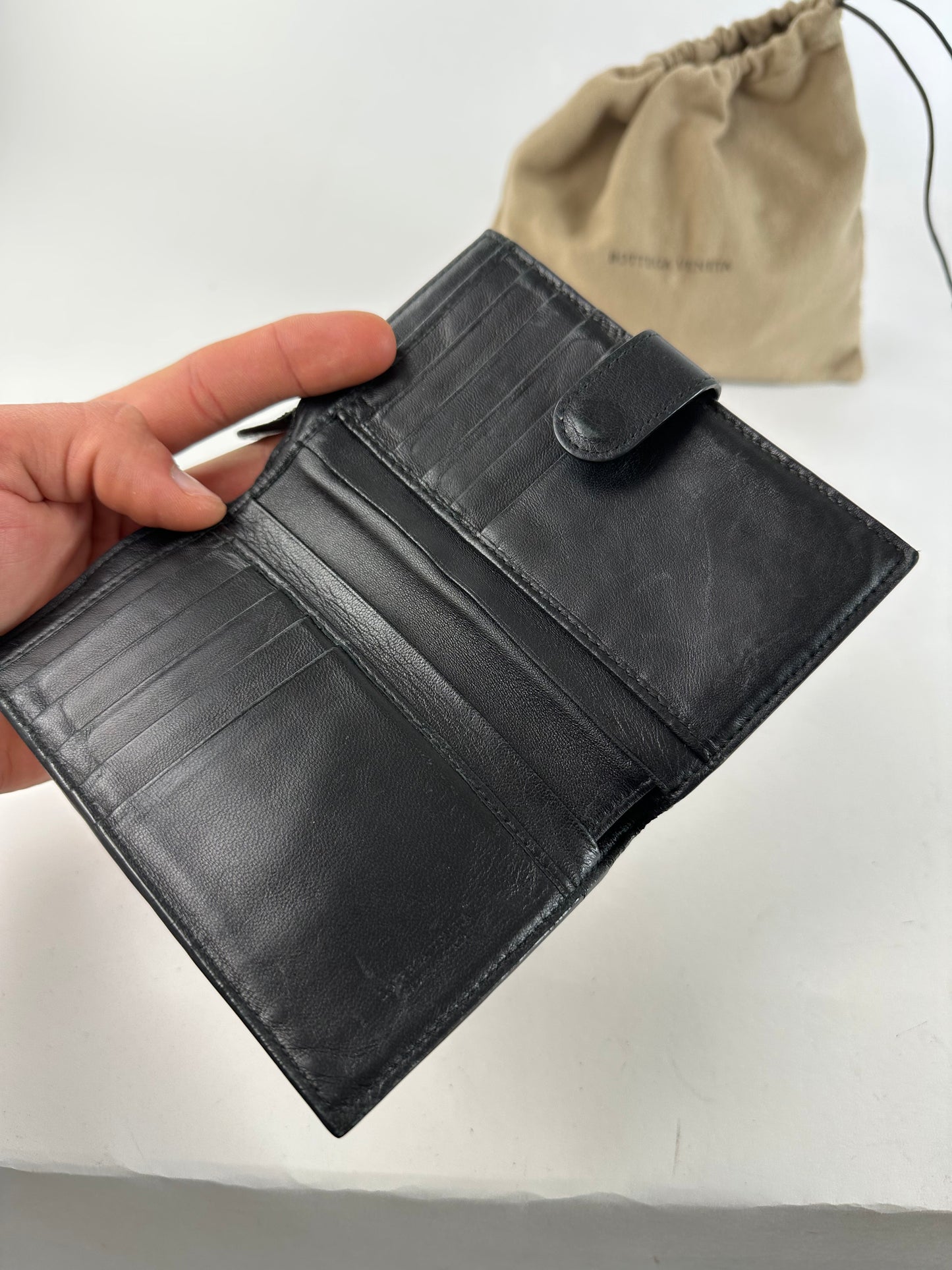 Vintage Bottega Veneta Woven Raffia Bifold Wallet Natural