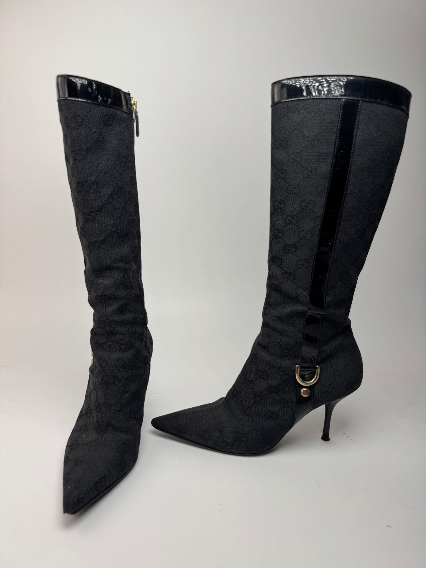 Vintage Gucci Monogram Heeled Boots 37,5