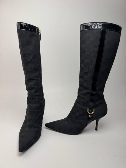 Vintage Gucci Monogram Heeled Boots 37,5