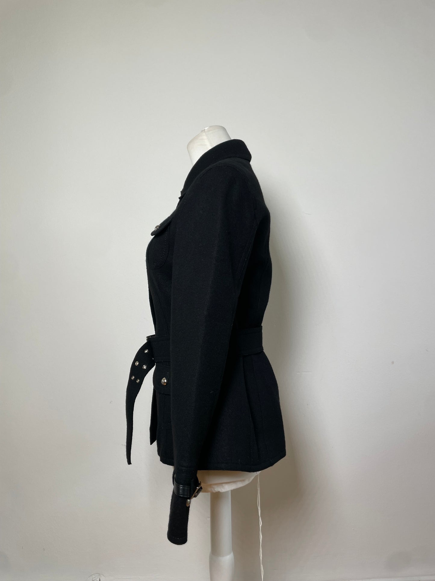 Vintage Courreges Wool Blend Jacket Black Silver M