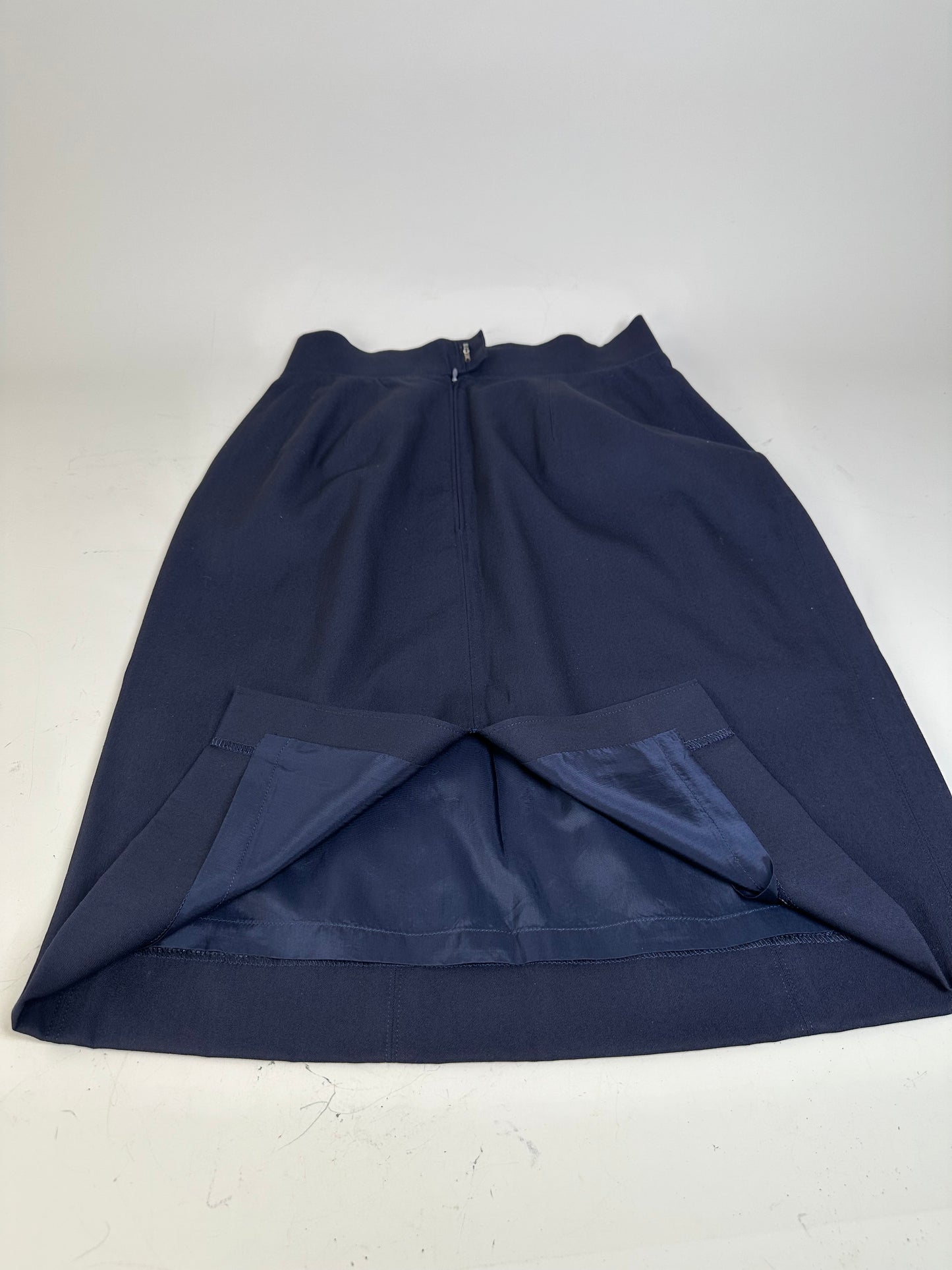 Vintage Dior Wool Blend Skirt Navy Gold Zip