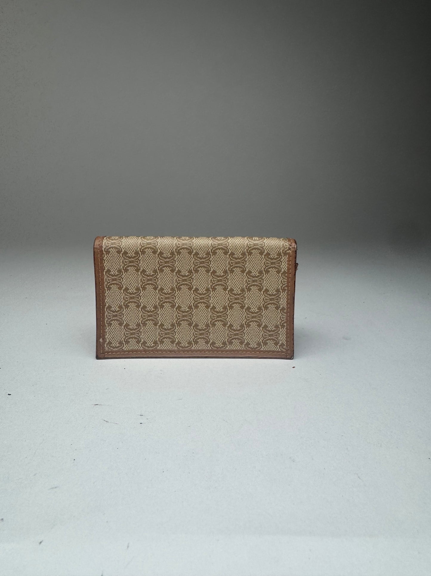 Vintage Celine Paris Leather Card Holder beige Brown