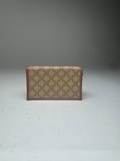 Vintage Celine Paris Leather Card Holder beige Brown