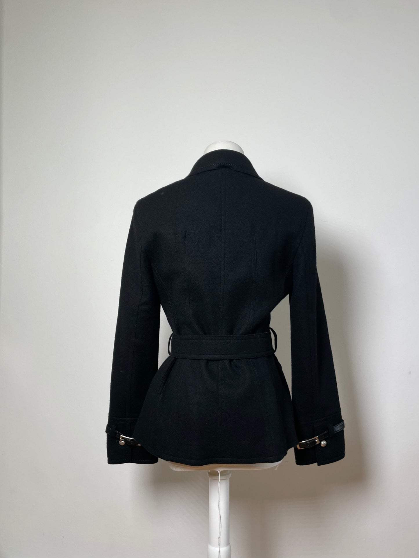 Vintage Courreges Wool Blend Jacket Black Silver M