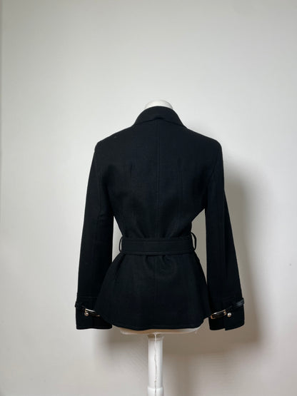 Vintage Courreges Wool Blend Jacket Black Silver M