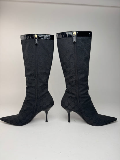Vintage Gucci Monogram Heeled Boots 37,5