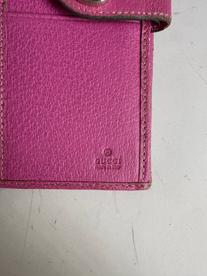 Vintage Gucci GG Supreme Canvas Wallet Pink Brown Silver