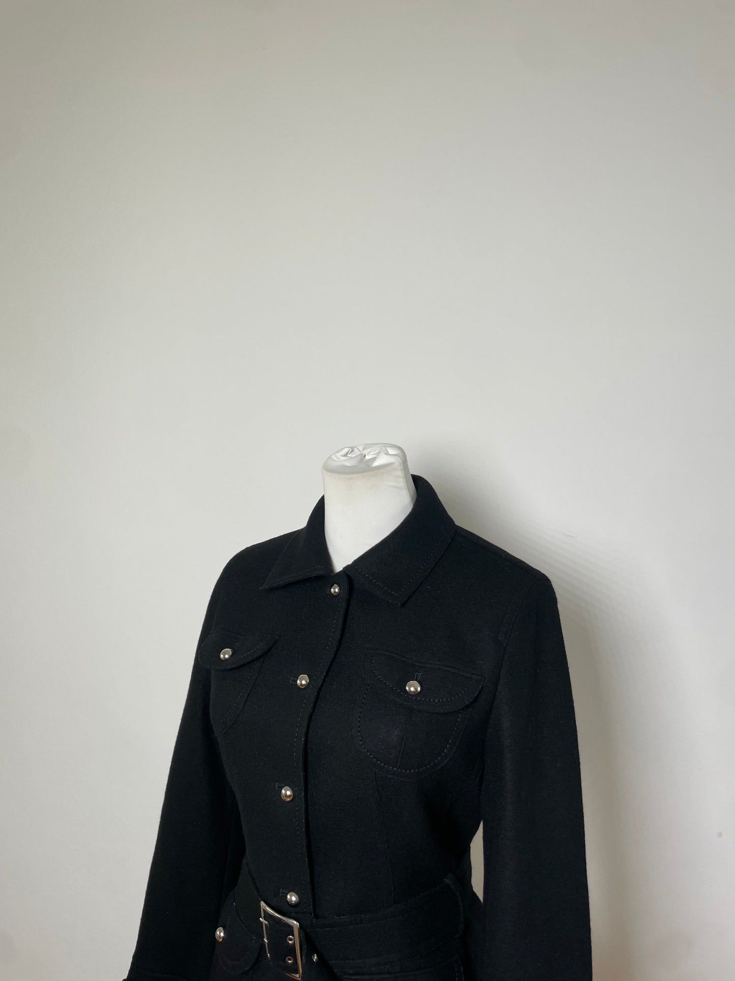 Vintage Courreges Wool Blend Jacket Black Silver M