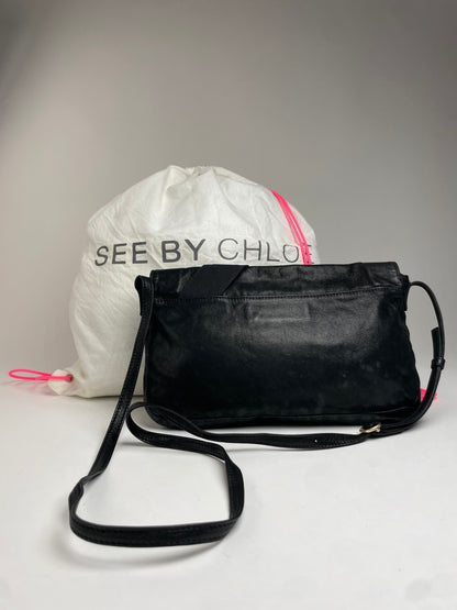 Vintage Chloe Ribbon Leather shoulder bag Black