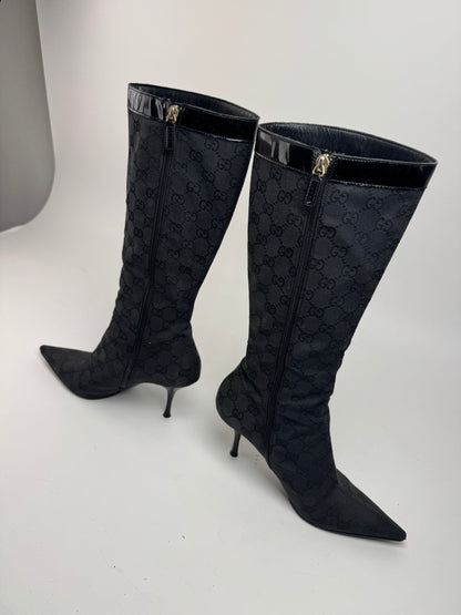 Vintage Gucci Monogram Heeled Boots 37,5