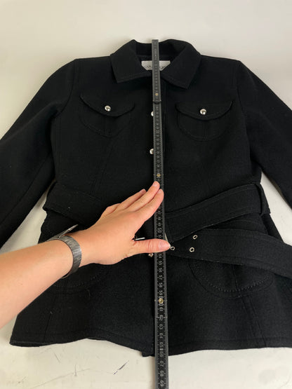 Vintage Courreges Wool Blend Jacket Black Silver M