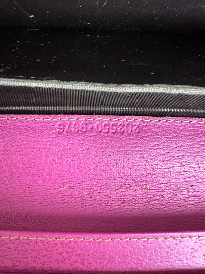 Vintage Gucci GG Supreme Canvas Wallet Pink Brown Silver