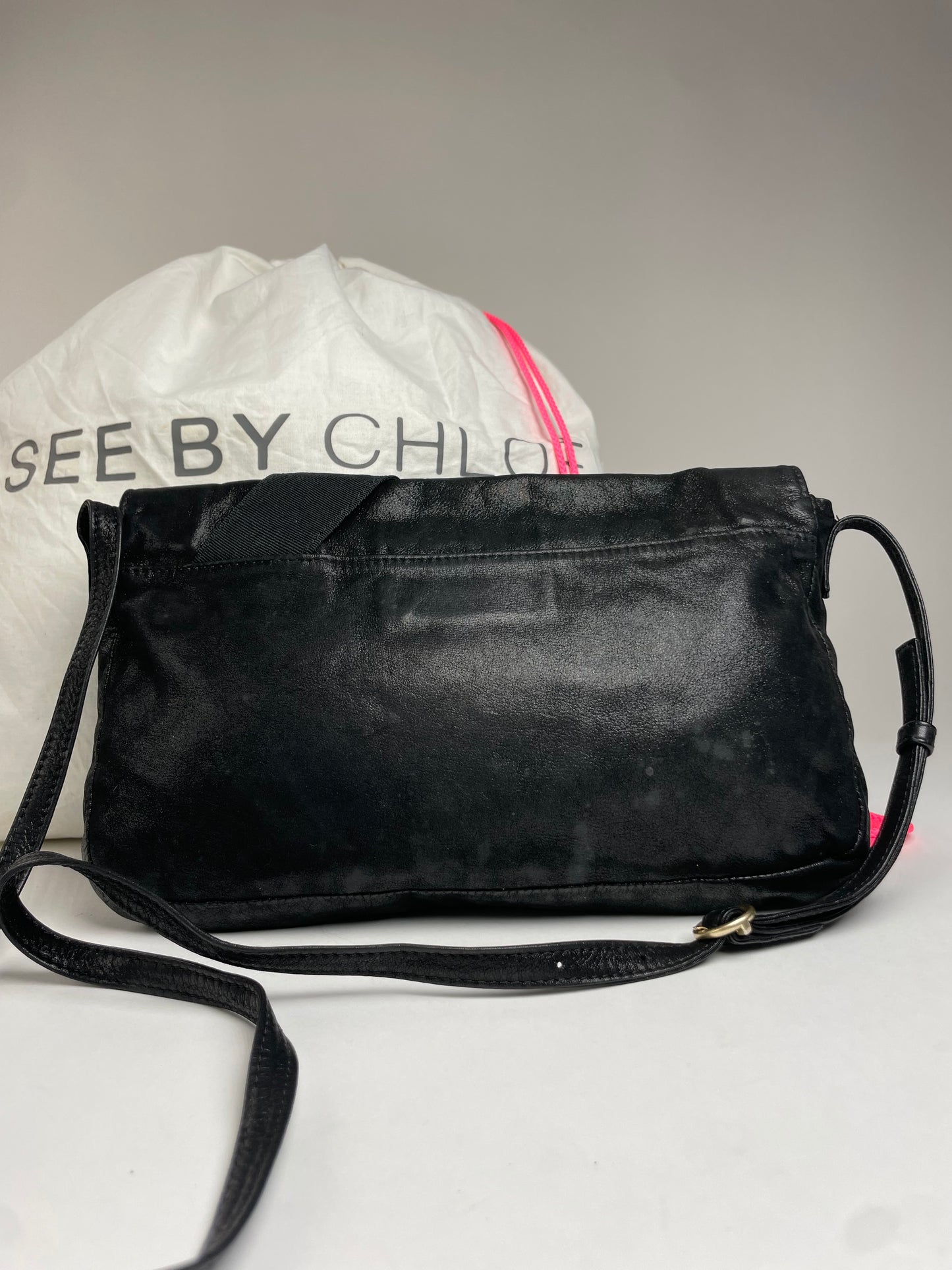 Vintage Chloe Ribbon Leather shoulder bag Black