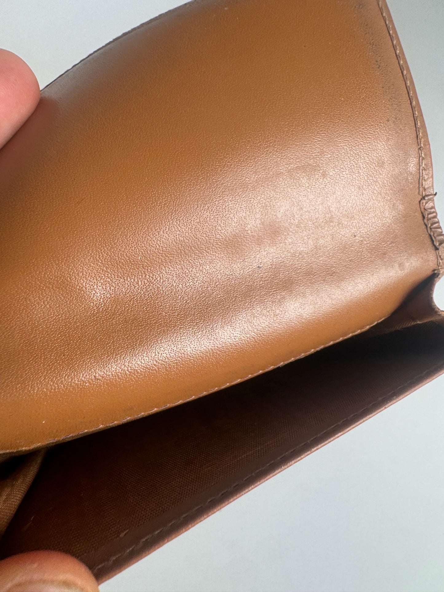 Vintage Celine Paris Leather Card Holder beige Brown