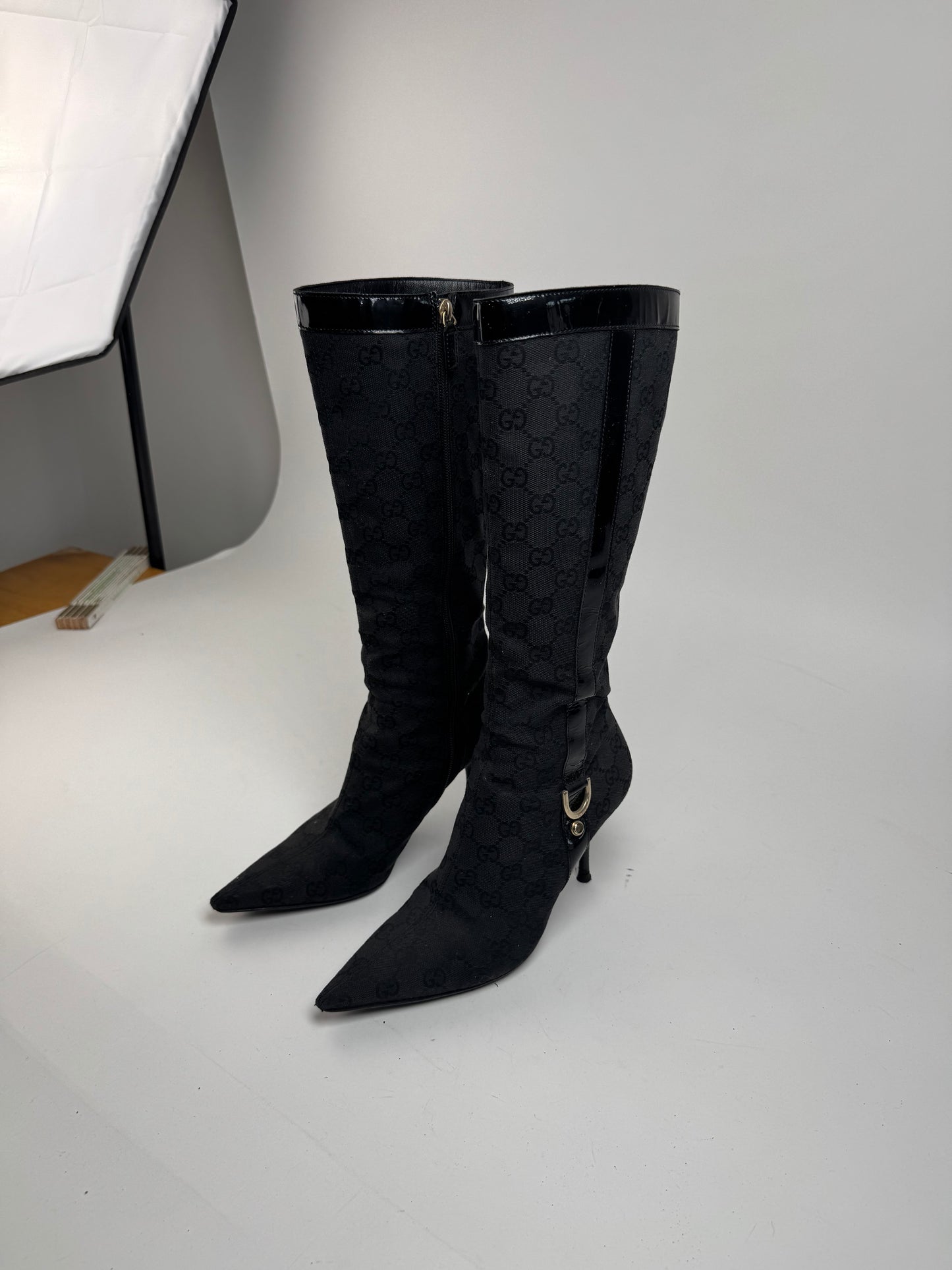 Vintage Gucci Monogram Heeled Boots 37,5