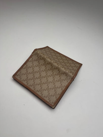 Vintage Celine Paris Leather Card Holder beige Brown