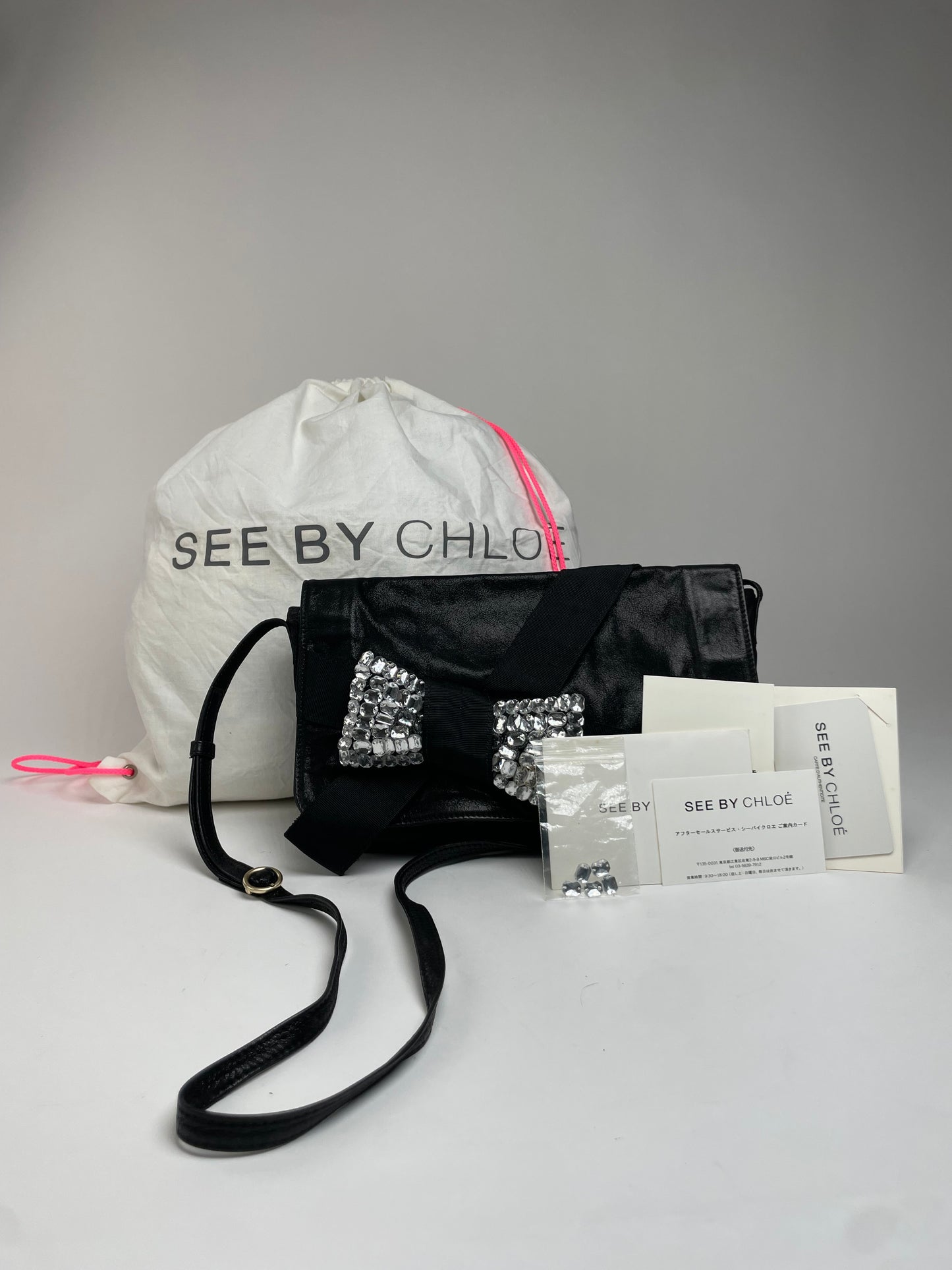 Vintage Chloe Ribbon Leather shoulder bag Black