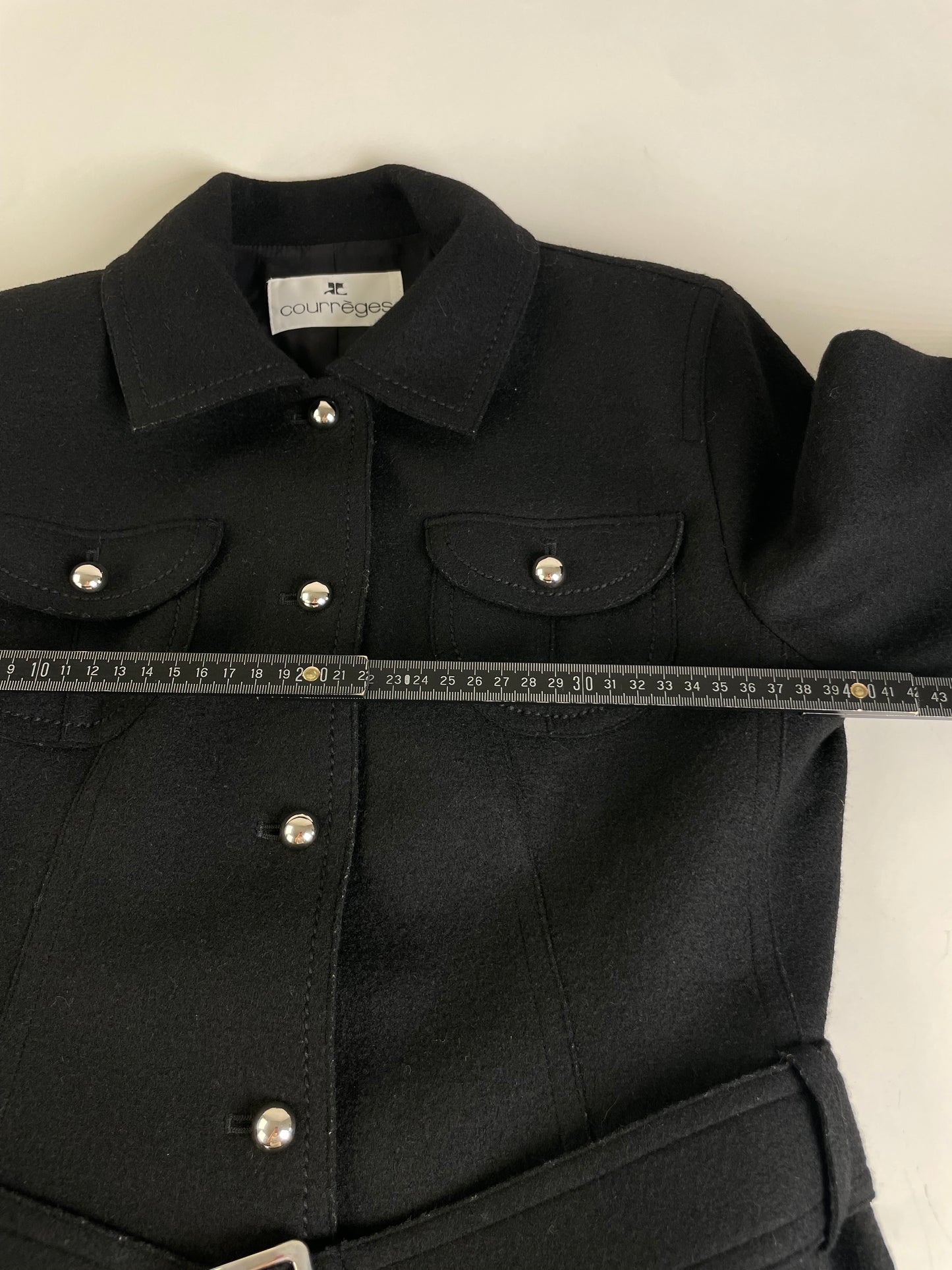 Vintage Courreges Wool Blend Jacket Black Silver M