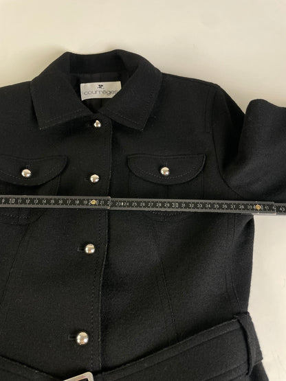 Vintage Courreges Wool Blend Jacket Black Silver M