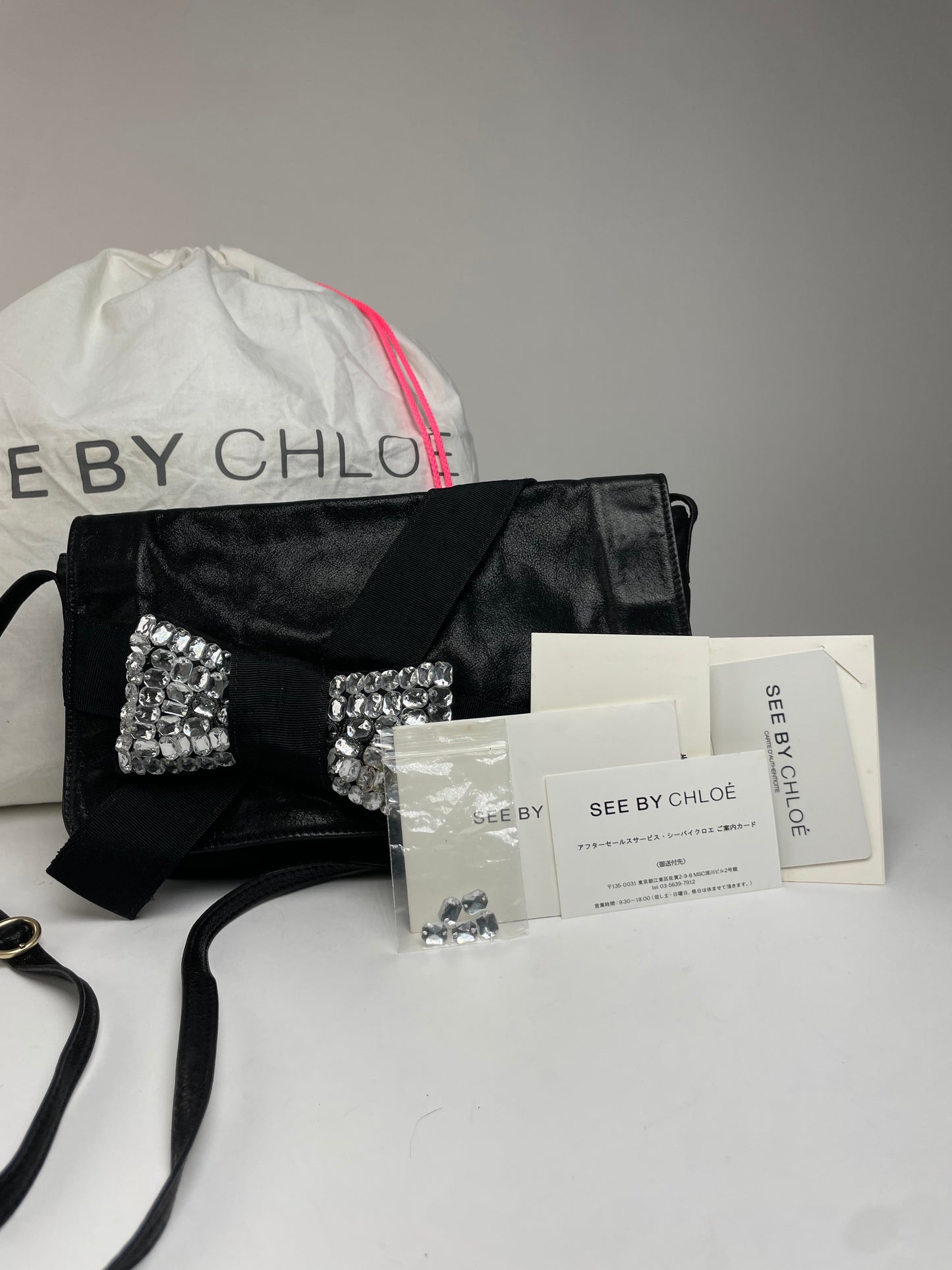 Vintage Chloe Ribbon Leather shoulder bag Black